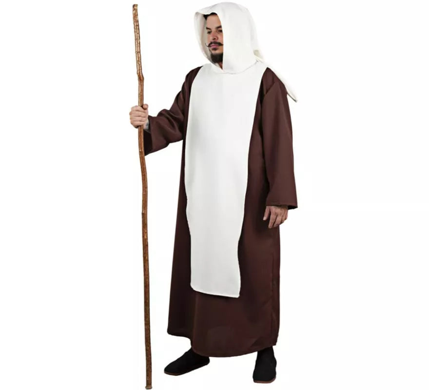 Translation missing: pt-PT.Disfraz de Fraile Medieval marrón y blanco para hombre