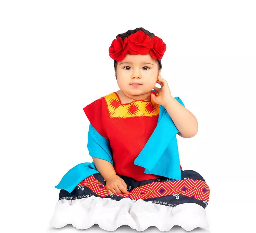 Translation missing: pt-PT.Disfraz de Frida Kahlo Clásica con tocado para bebé y niña