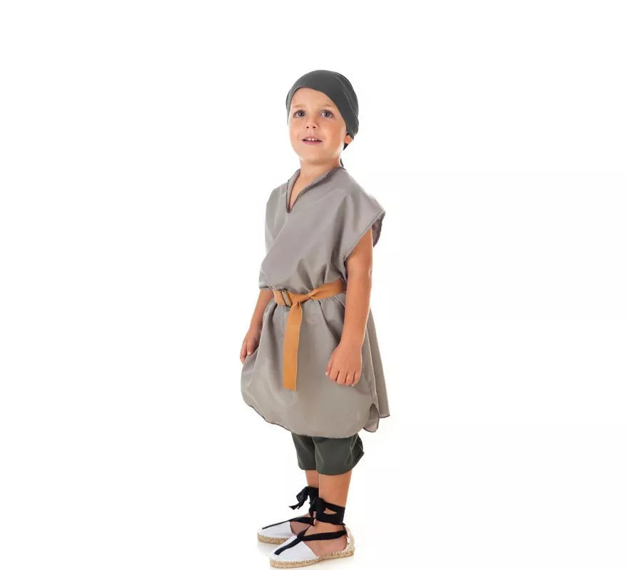 Translation missing: pt-PT.Disfraz de Frutero Medieval gris con pañuelo para niño