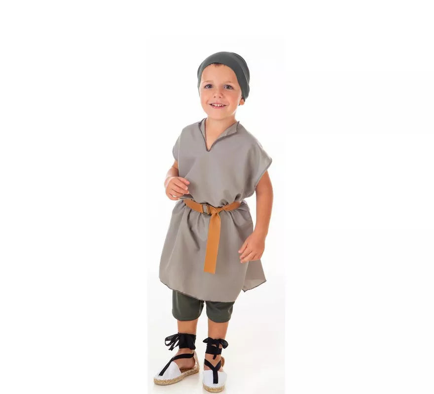 Translation missing: pt-PT.Disfraz de Frutero Medieval gris con pañuelo para niño