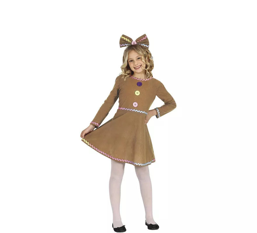 Disfraz de Galleta de Jengibre con vestido para niña