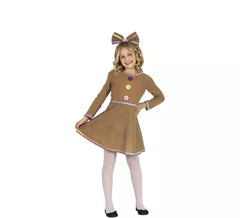 Fantasia de biscoito de gengibre para menina com vestido