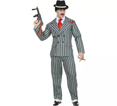 Traje de gangster cinza listrado masculino