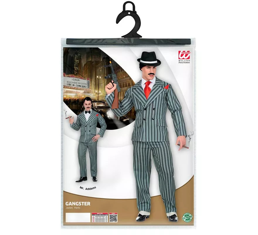 Translation missing: pt-PT.Disfraz de Gángster gris a rayas para hombre