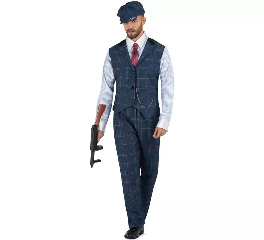 Translation missing: pt-PT.Disfraz de Gánster Inglés a cuadros azules para hombre