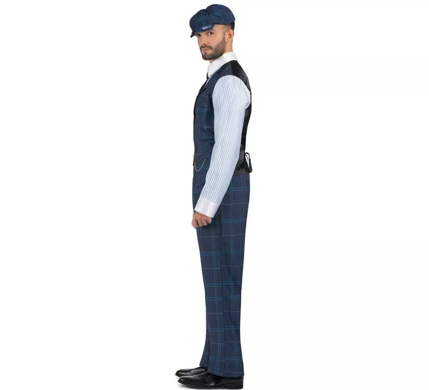Translation missing: pt-PT.Disfraz de Gánster Inglés a cuadros azules para hombre