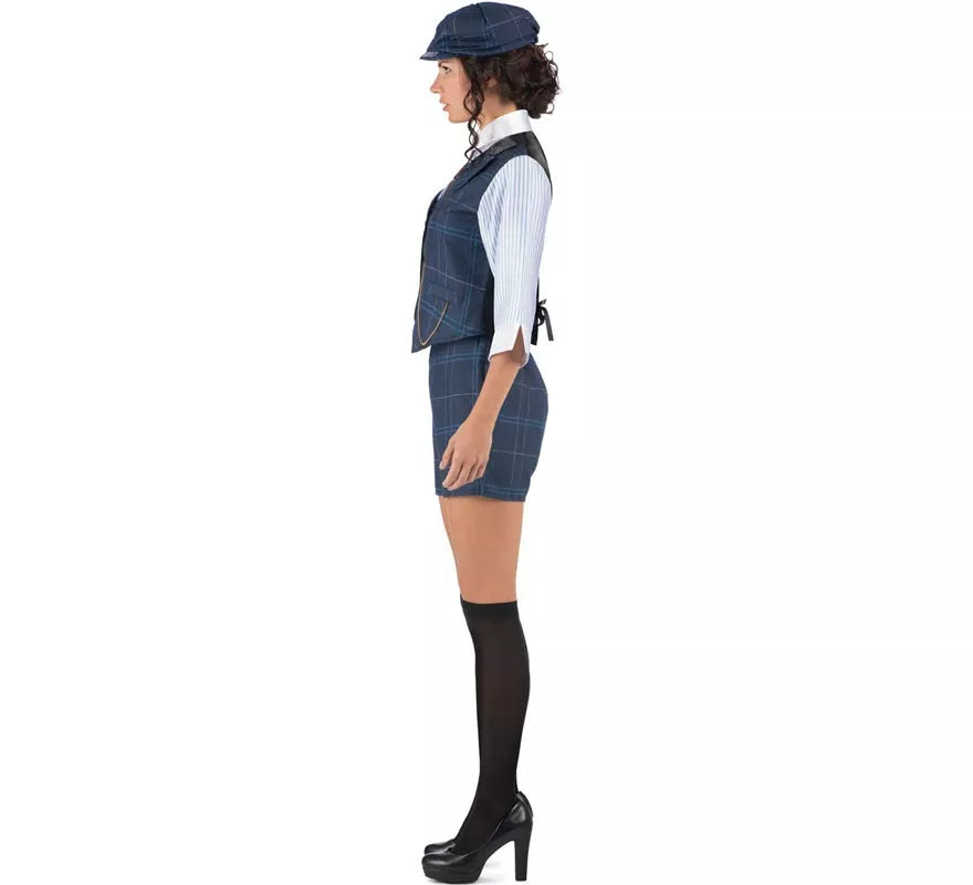 Translation missing: pt-PT.Disfraz de Gánster Inglesa a cuadros azules para mujer