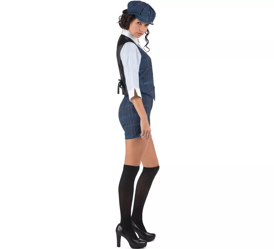 Translation missing: pt-PT.Disfraz de Gánster Inglesa a cuadros azules para mujer