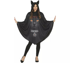 Fato de gato de poncho preto para mulher