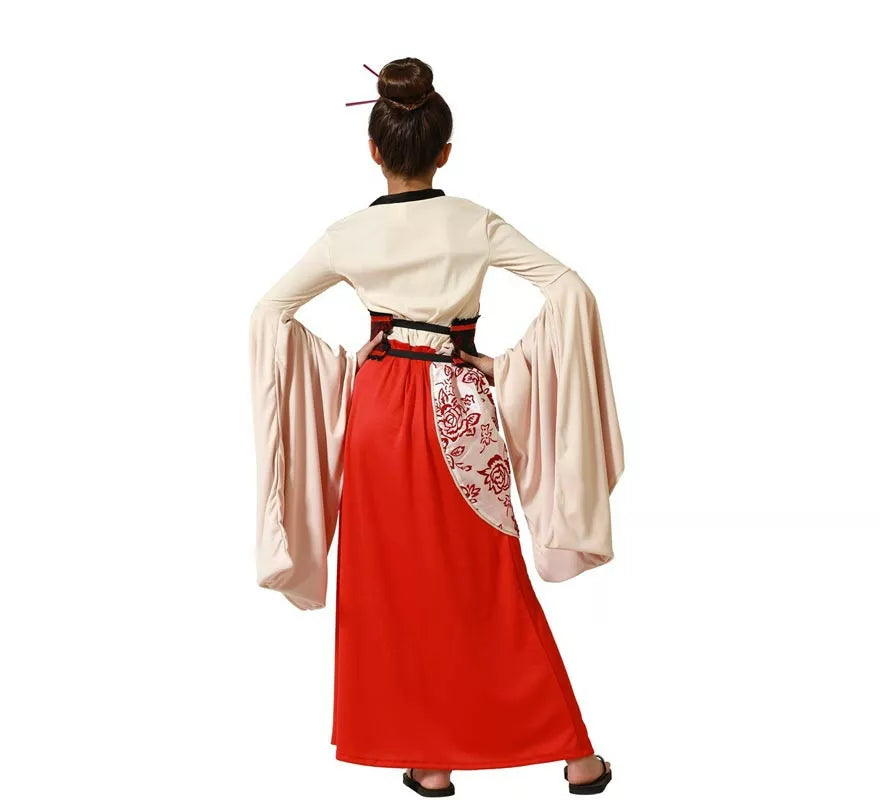 Translation missing: pt-PT.Disfraz de Geisha beige para niña
