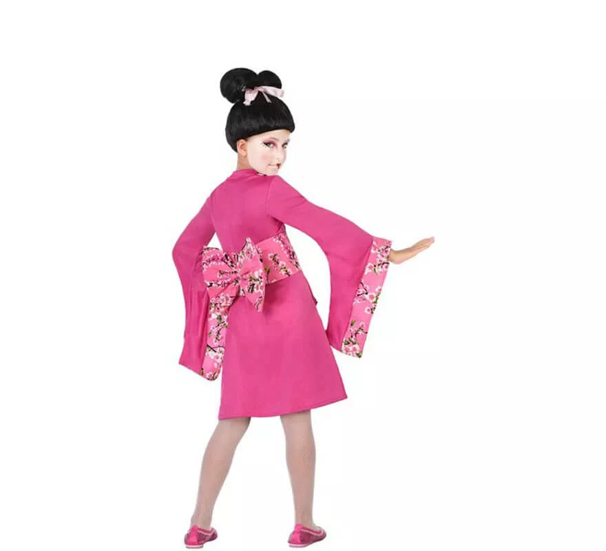 Translation missing: pt-PT.Disfraz de Geisha Rosa con Flores para niña