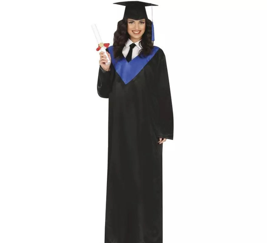 Translation missing: pt-PT.Disfraz de Graduado negro y azul adulto
