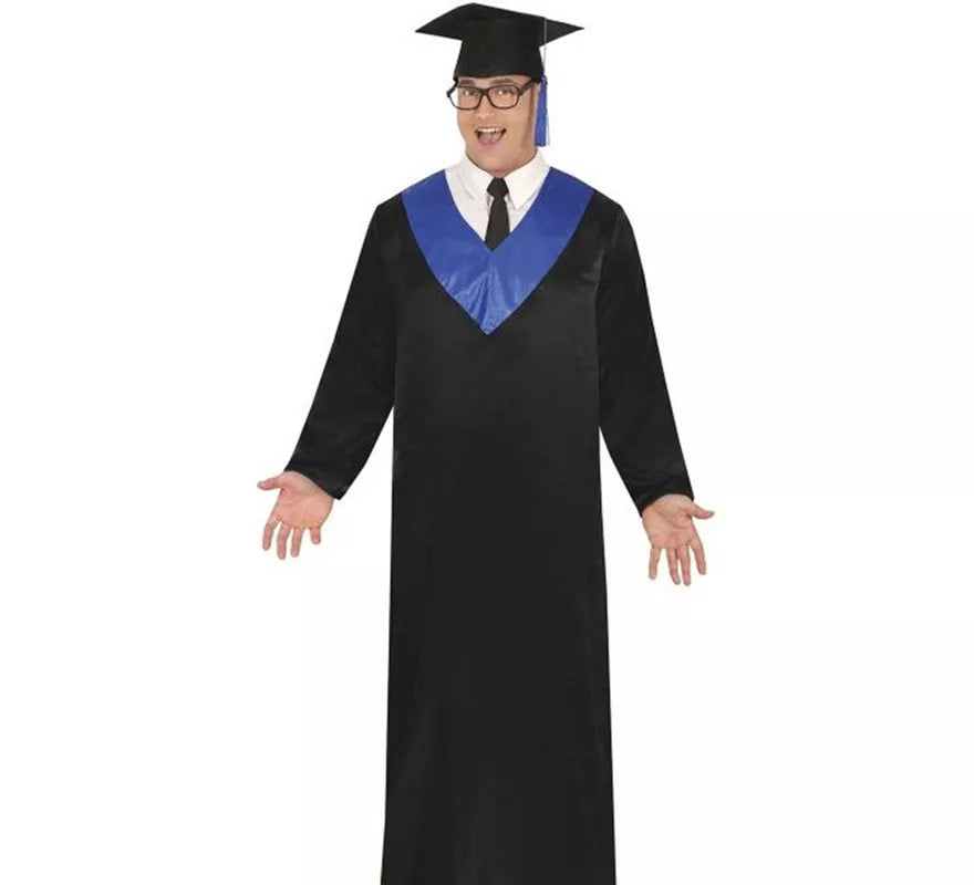 Translation missing: pt-PT.Disfraz de Graduado negro y azul adulto