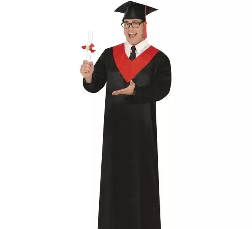 Translation missing: pt-PT.Disfraz de Graduado negro y rojo adulto