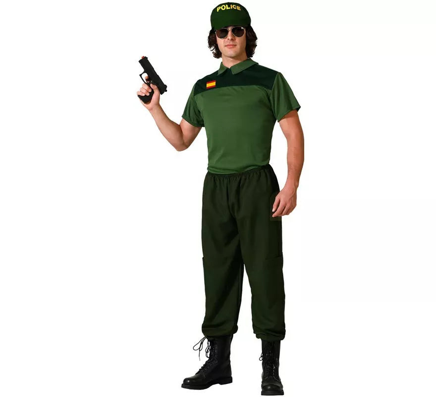 Translation missing: pt-PT.Disfraz de Guardia Civil verde y negro para hombre