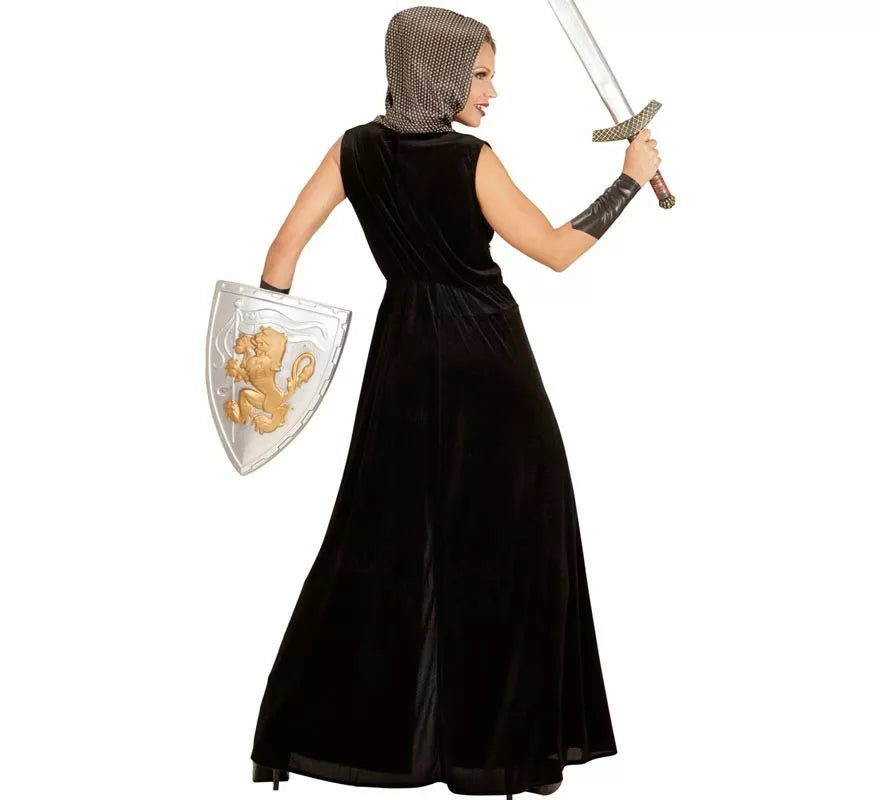 Translation missing: pt-PT.Disfraz de Guerrera Medieval negro con capucha para mujer