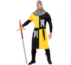 Fato de guerreiro medieval amarelo para homem
