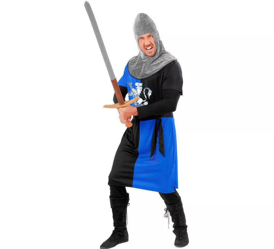 Translation missing: pt-PT.Disfraz de Guerrero Medieval Azul para hombre