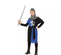 Fato de guerreiro medieval azul para menino