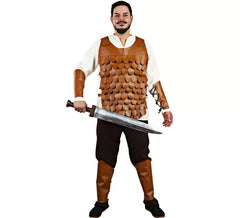 Fato de guerreiro medieval com armadura para homem
