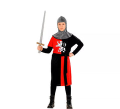 Fato de guerreiro medieval vermelho para menino