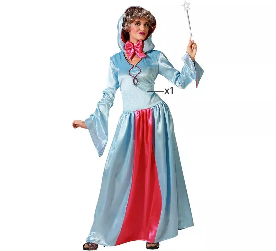 Disfraz de Hada Madrina azul para mujer