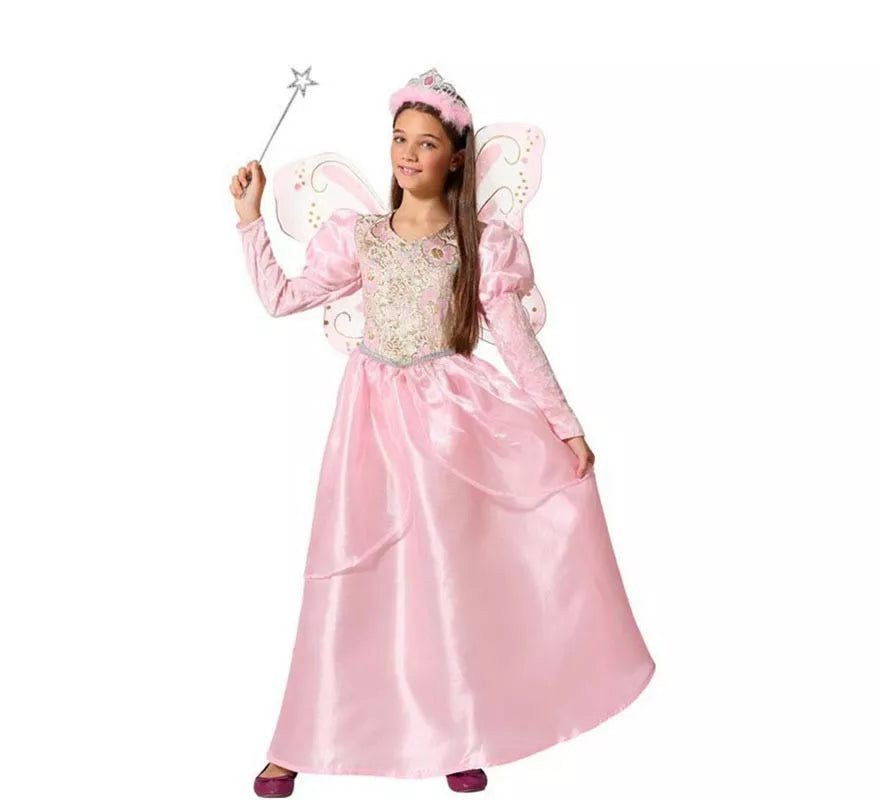 Translation missing: pt-PT.Disfraz de Hada Madrina Rosa con Varita para niña
