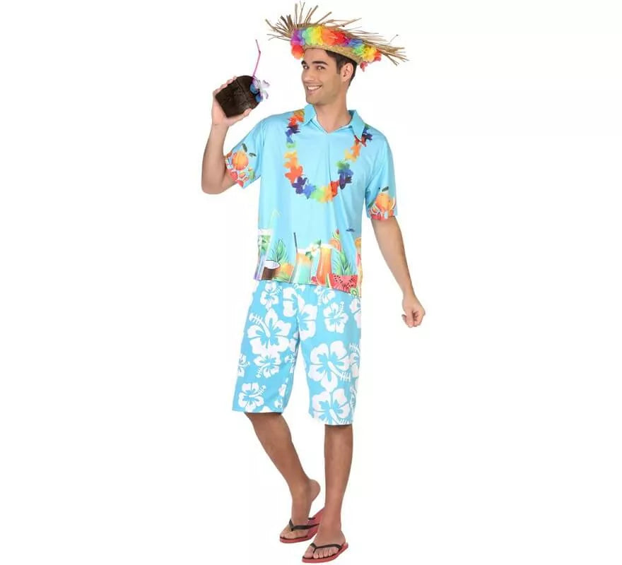 Translation missing: pt-PT.Disfraz de Hawaiano azul para hombre
