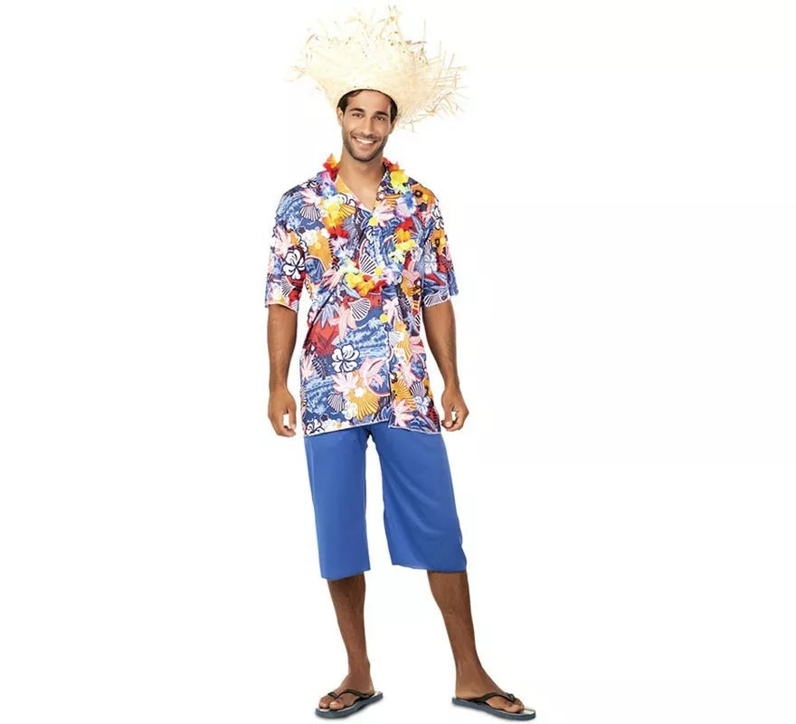 Translation missing: pt-PT.Disfraz de Hawaiano Azul para hombre