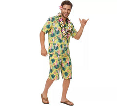Traje havaiano floral estampado verde masculino