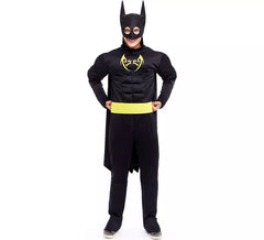Fato de herói de morcego preto masculino