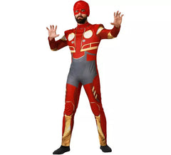 Fato de herói robô vermelho para homem