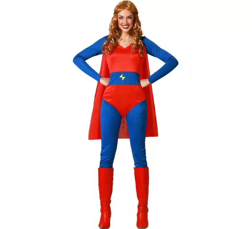 Translation missing: pt-PT.Disfraz de Heroína de Cómic rojo y azul para mujer