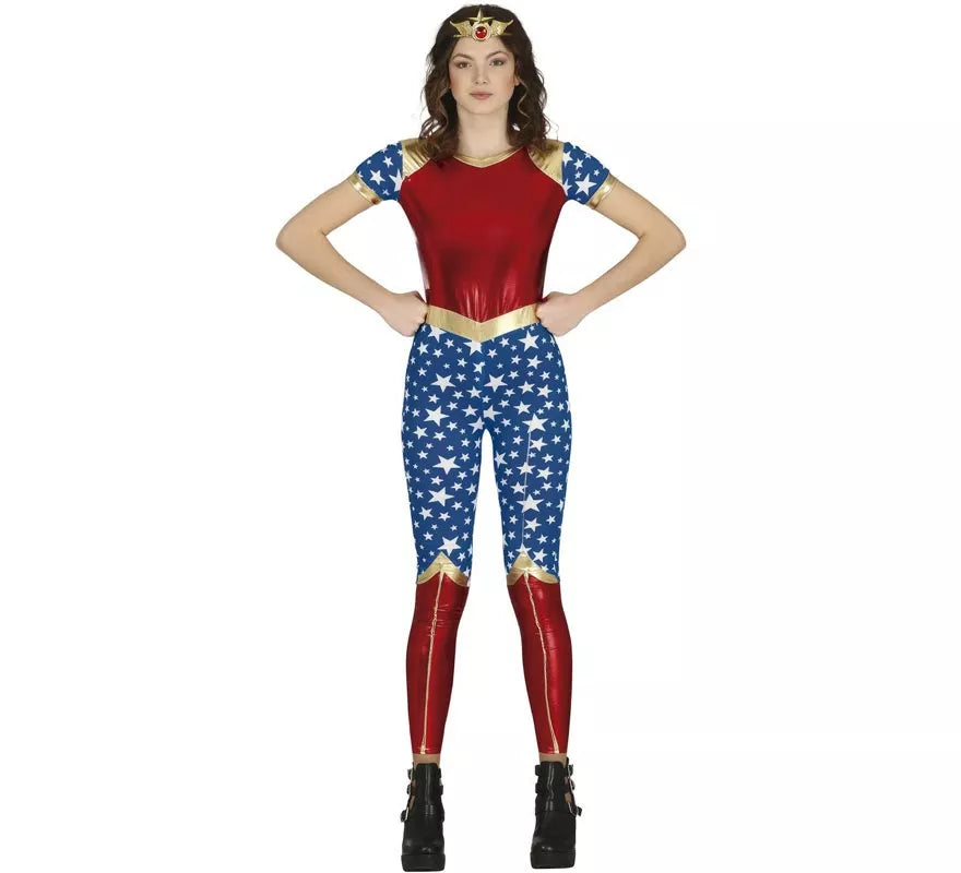 Translation missing: pt-PT.Disfraz de Heroína Estrella rojo y azul para adolescente