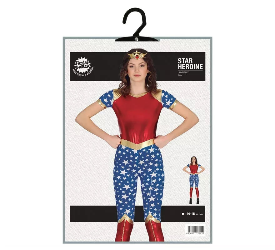 Translation missing: pt-PT.Disfraz de Heroína Estrella rojo y azul para adolescente