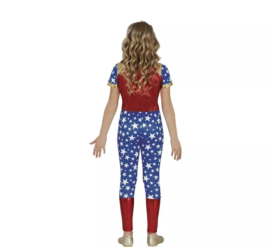 Disfraz de Heroína Estrella rojo y azul para niña