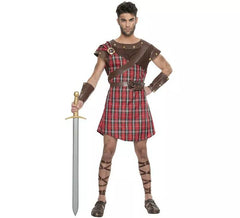 Fato de Highlander escocês vermelho para homem