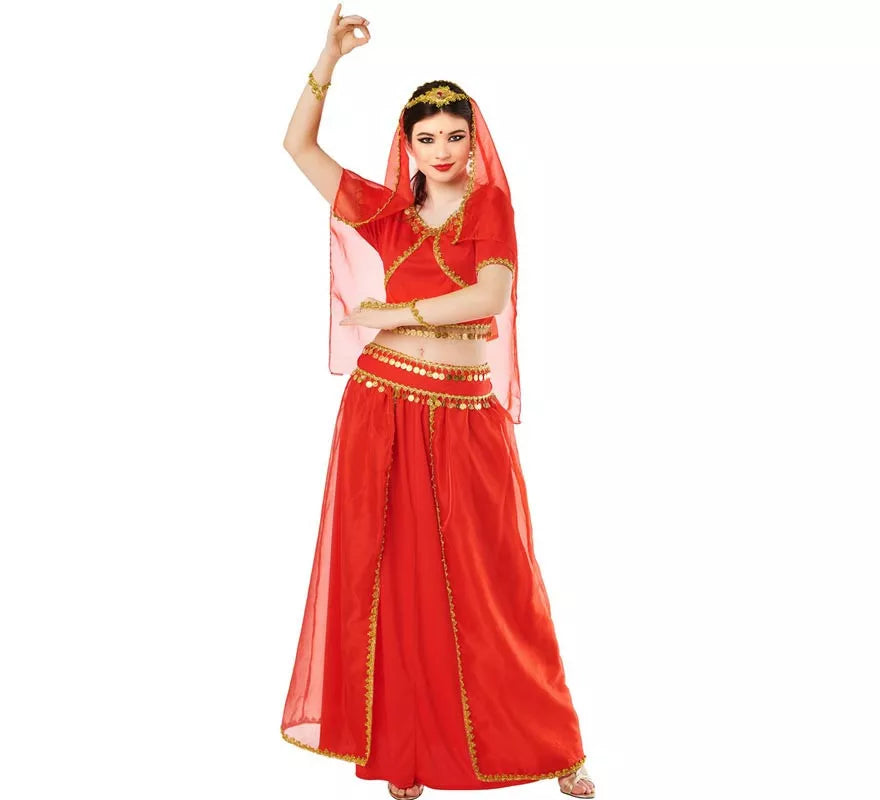Translation missing: pt-PT.Disfraz de Hindú Bollywood rojo vibrante para mujer