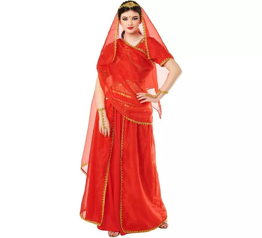 Translation missing: pt-PT.Disfraz de Hindú Bollywood rojo vibrante para mujer