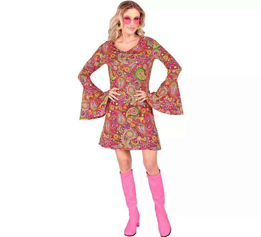 Translation missing: pt-PT.Disfraz de Hippie años 60 Fashion Paisley para mujer