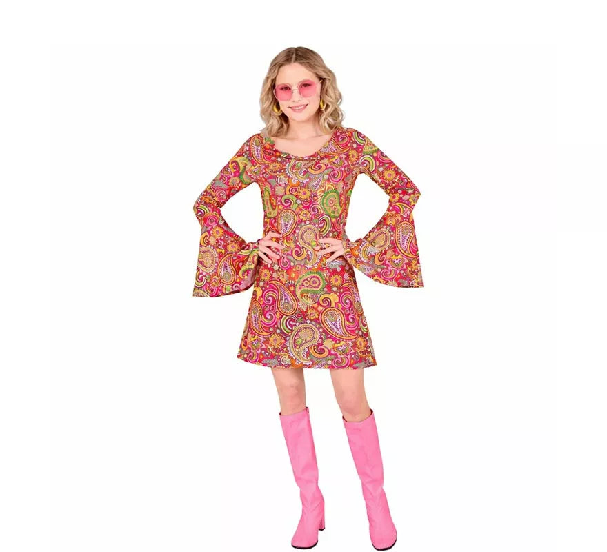 Disfraz de Hippie años 60 Fashion Paisley para mujer