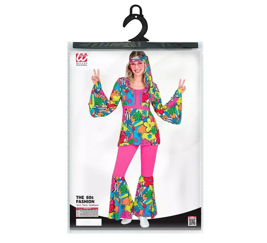 Translation missing: pt-PT.Disfraz de Hippie años 60 Flores de caricatura para mujer