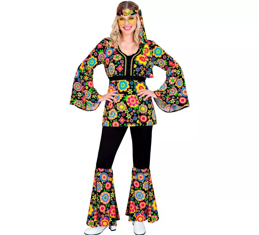 Translation missing: pt-PT.Disfraz de Hippie años 60 Flores y Mandalas para mujer