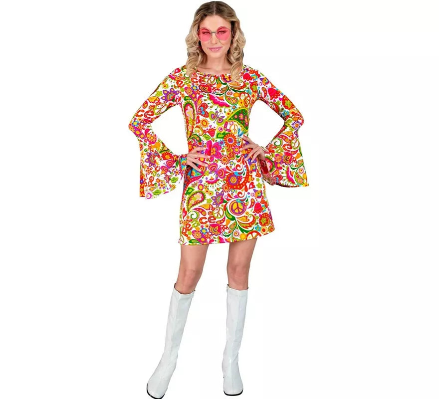 Translation missing: pt-PT.Disfraz de Hippie años 60 fucsia para mujer