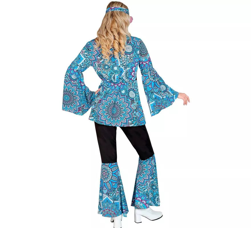 Translation missing: pt-PT.Disfraz de Hippie años 60 Mandala azul oscuro para mujer