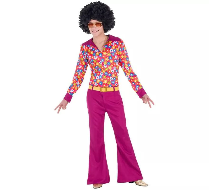 Translation missing: pt-PT.Disfraz de Hippie Años 70 con Flores para hombre