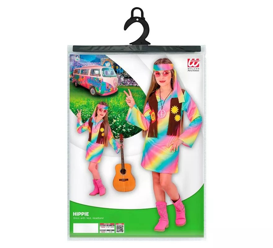 Disfraz de Hippie Arcoíris para niña y adolescente
