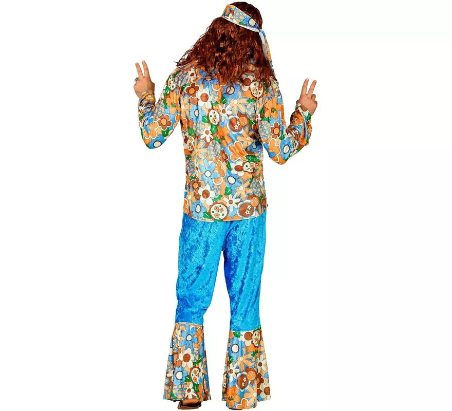 Translation missing: pt-PT.Disfraz de Hippie azul de terciopelo para hombre