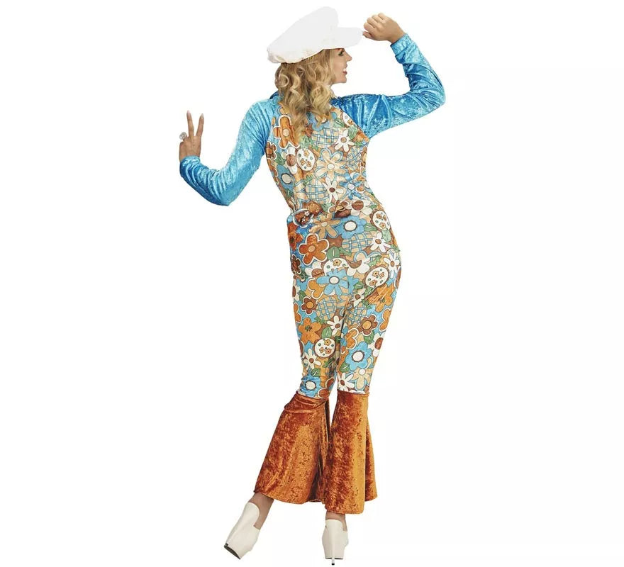 Translation missing: pt-PT.Disfraz de Hippie azul de terciopelo para mujer