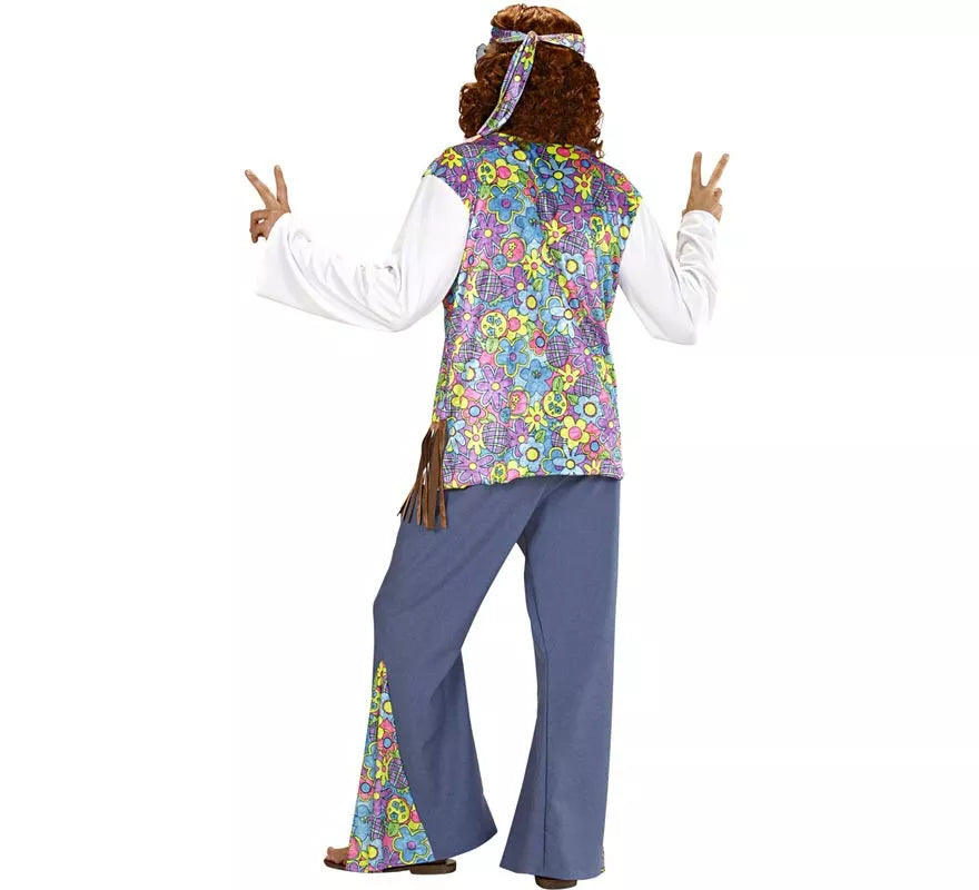 Translation missing: pt-PT.Disfraz de Hippie blanco con chaleco para hombre